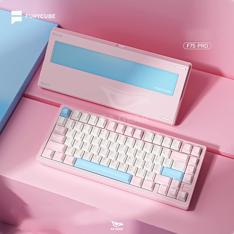 Bàn Phím Cơ Furycube F75 Pro Pink (3 modes, nhôm CNC, hotswap xuôi)