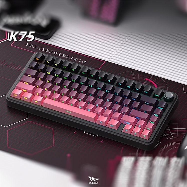 Bàn Phím Cơ Monka K75 Violet (3 modes, núm xoay, hotswap xuôi, RGB)