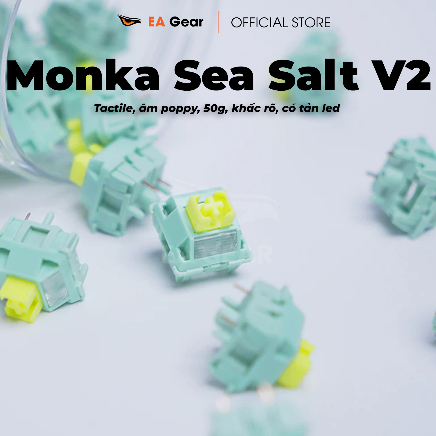 Switch Monka Sea Salt V2 Tactile Âm Poppy Cực Ngon Cho Bàn Phím Cơ - EA Gear