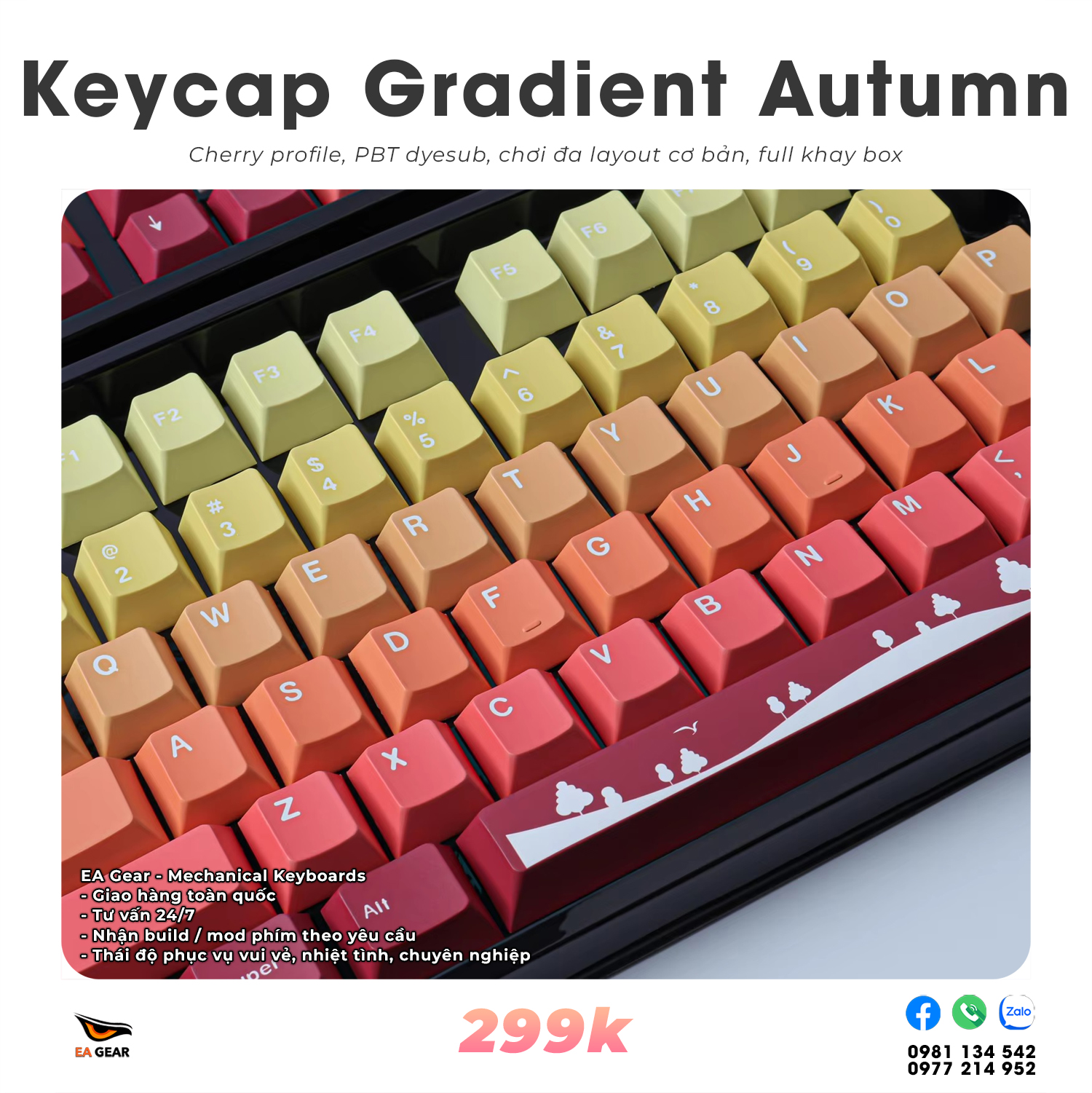Keycap Cherry Gradient Autumn – PBT Dye-Sub, Cherry Profile